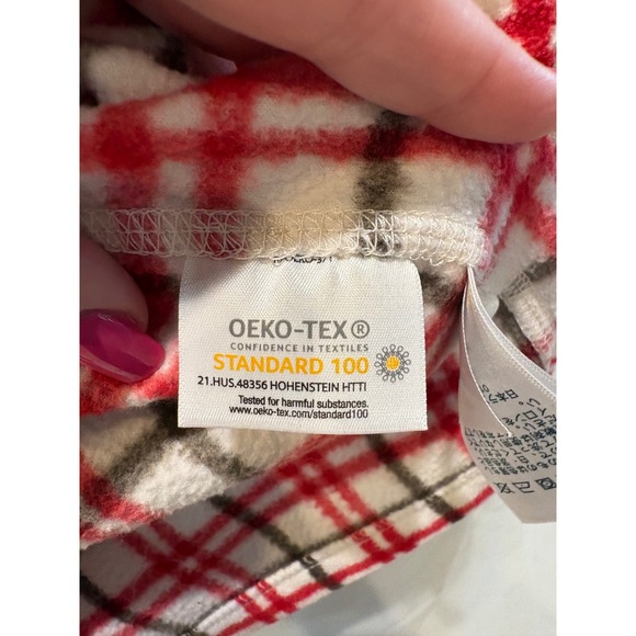 Lands End Red Plaid Fleece Quarter Zip Pullover Sweater Womens Large 14-16 - Picture 5 of 8